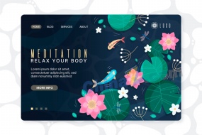 手绘荷塘插画矢量登录页